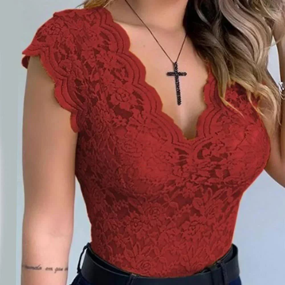 Rocio Lace V Neck Top_15