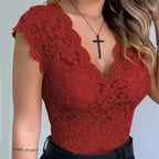Rocio Lace V Neck Top_15
