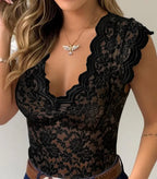 Rocio Lace V Neck Top_17