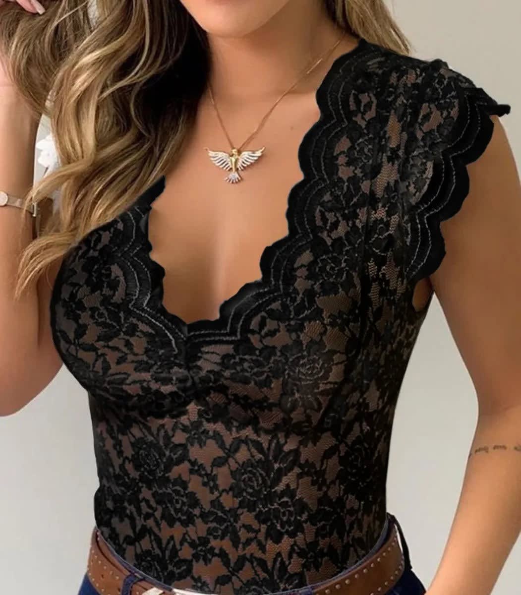 Rocio Lace V Neck Top_17