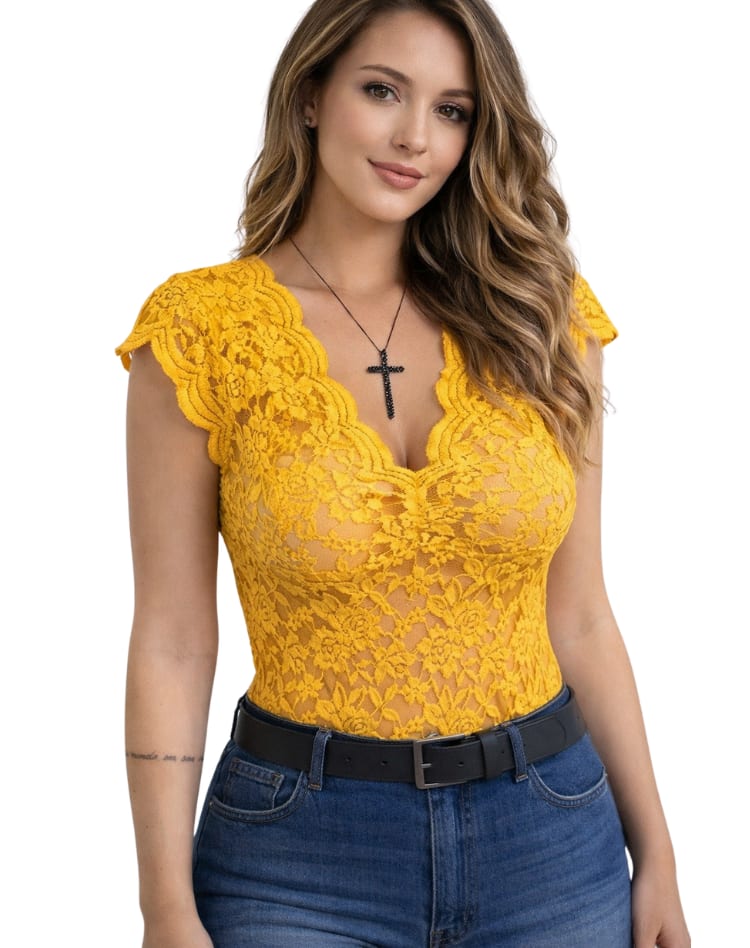 Rocio Lace V Neck Top_21