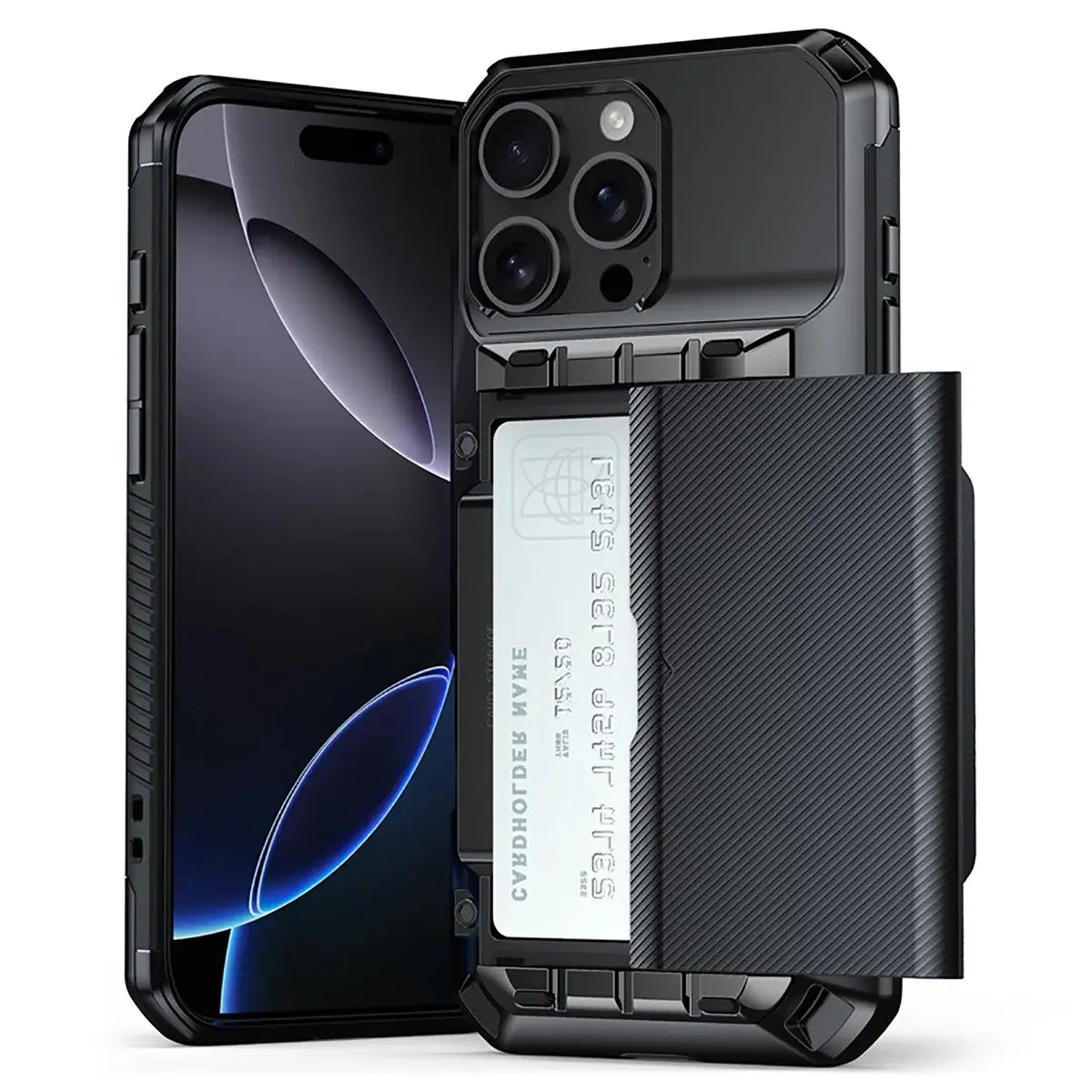 Rugged Sliding Card Holder Wallet iPhone Case