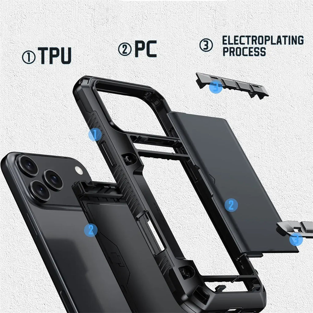 Rugged Sliding Card Holder Wallet iPhone Case