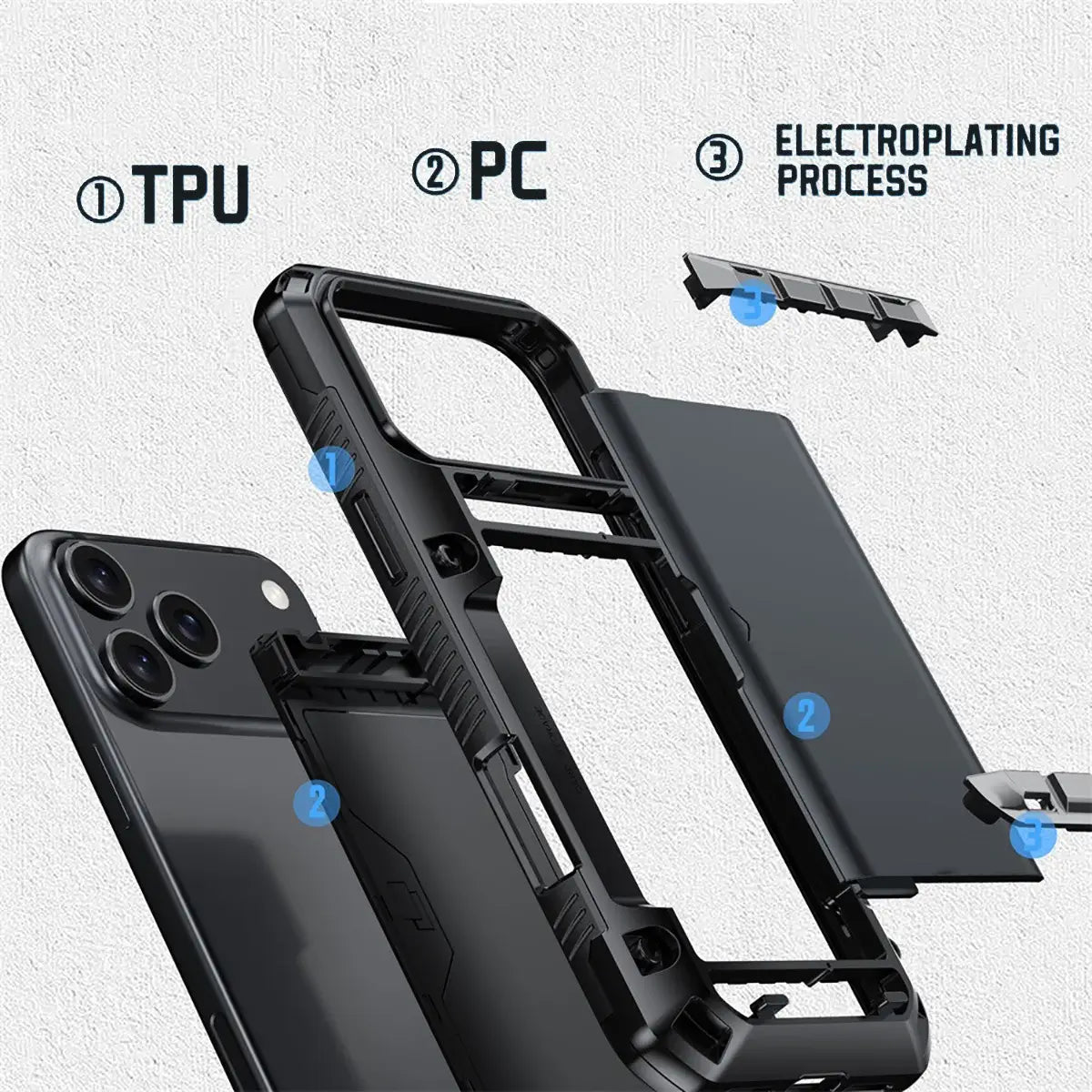 Rugged Sliding Card Holder Wallet iPhone Case