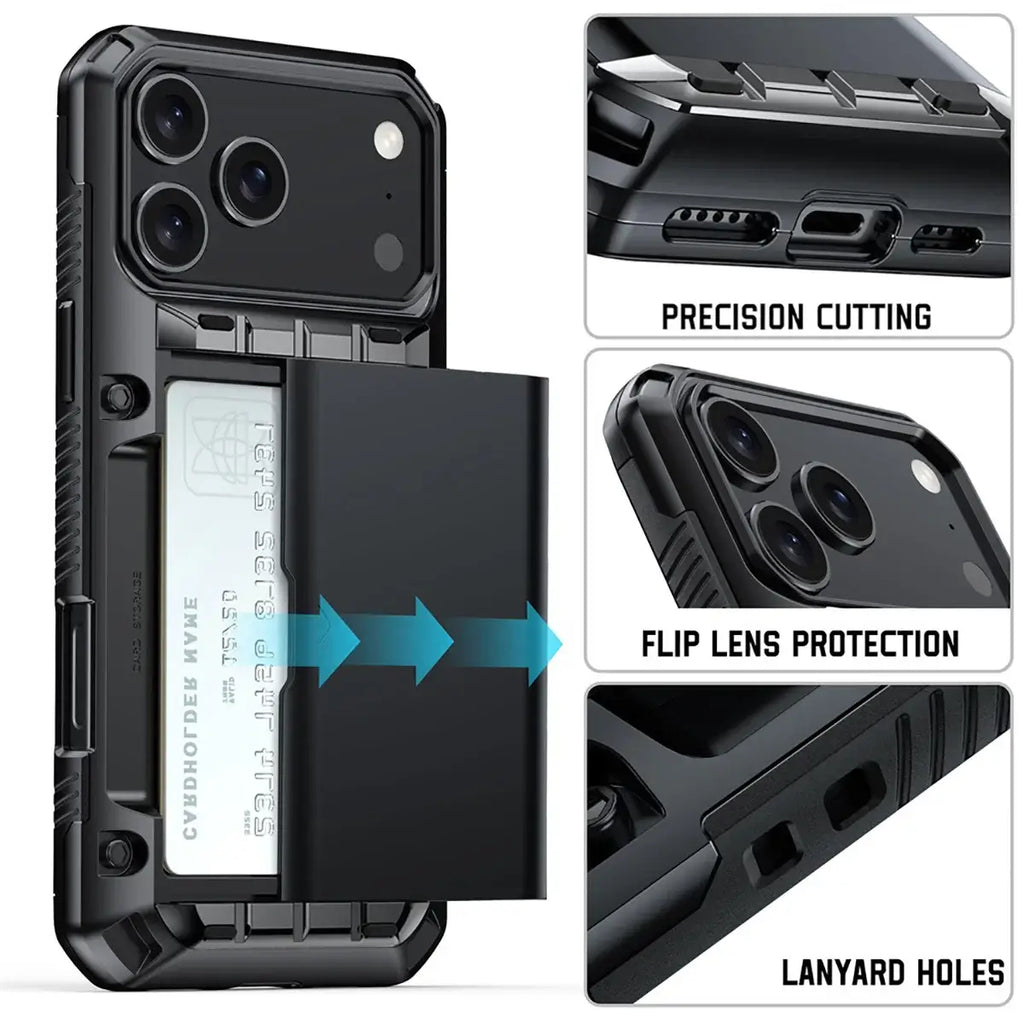 Rugged Sliding Card Holder Wallet iPhone Case