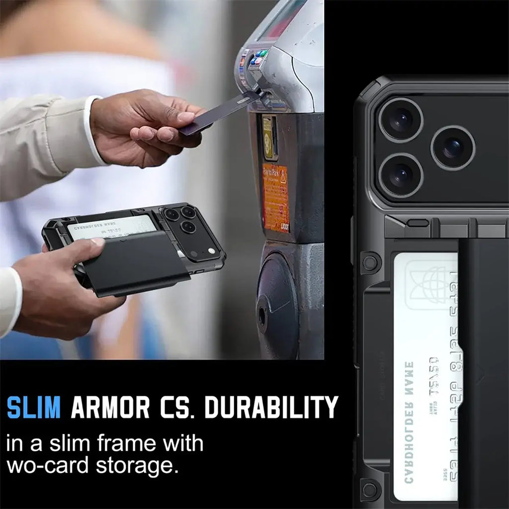 Rugged Sliding Card Holder Wallet iPhone Case