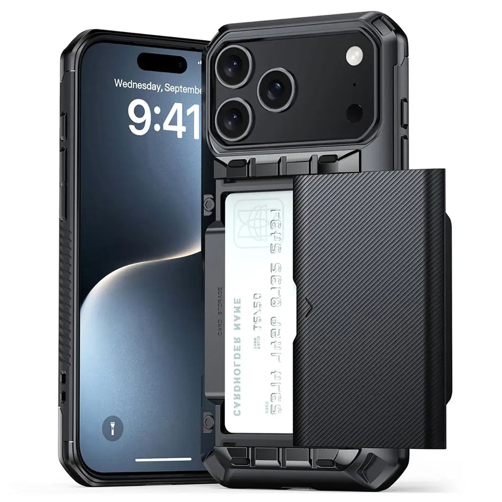 Rugged Sliding Card Holder Wallet iPhone Case