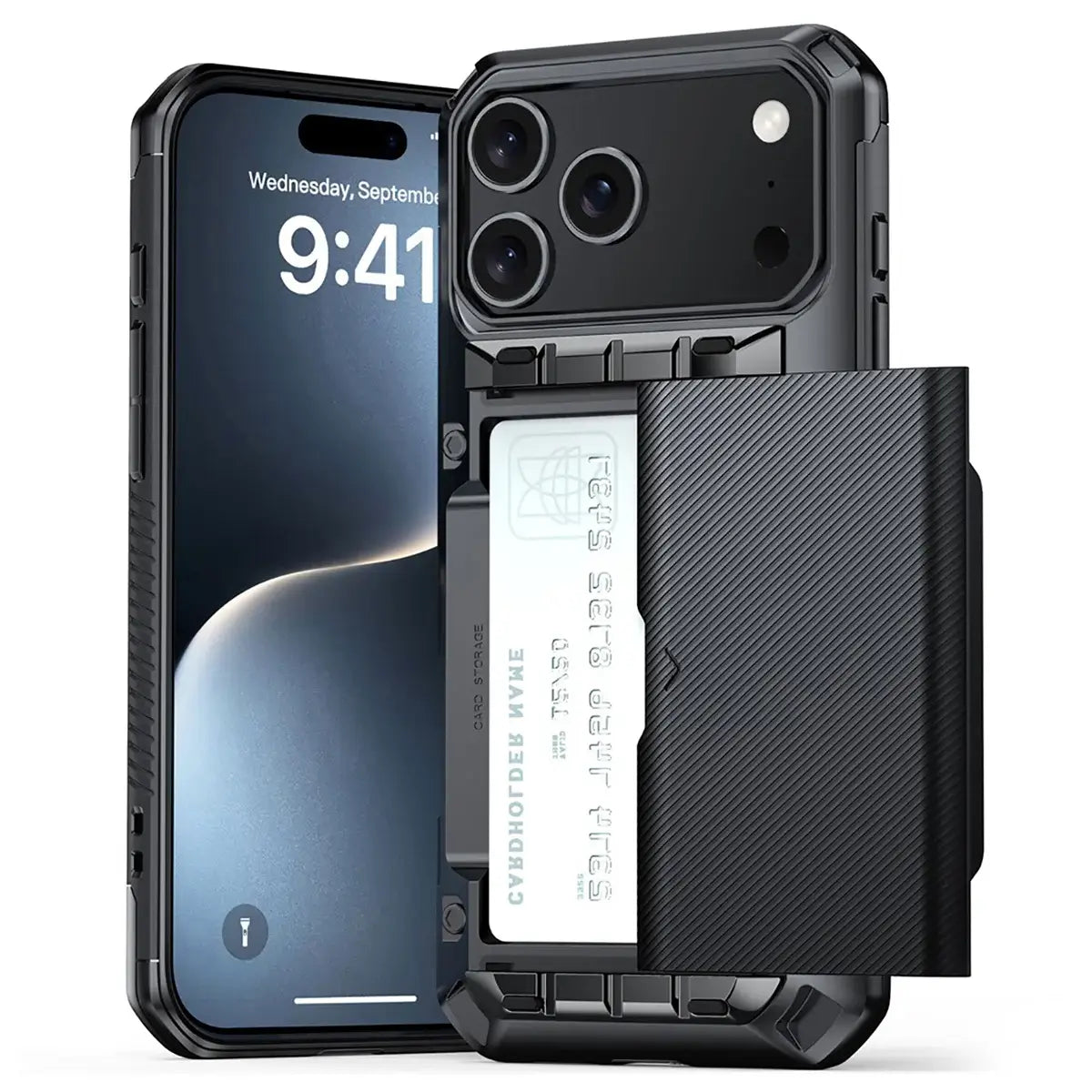 Rugged Sliding Card Holder Wallet iPhone Case