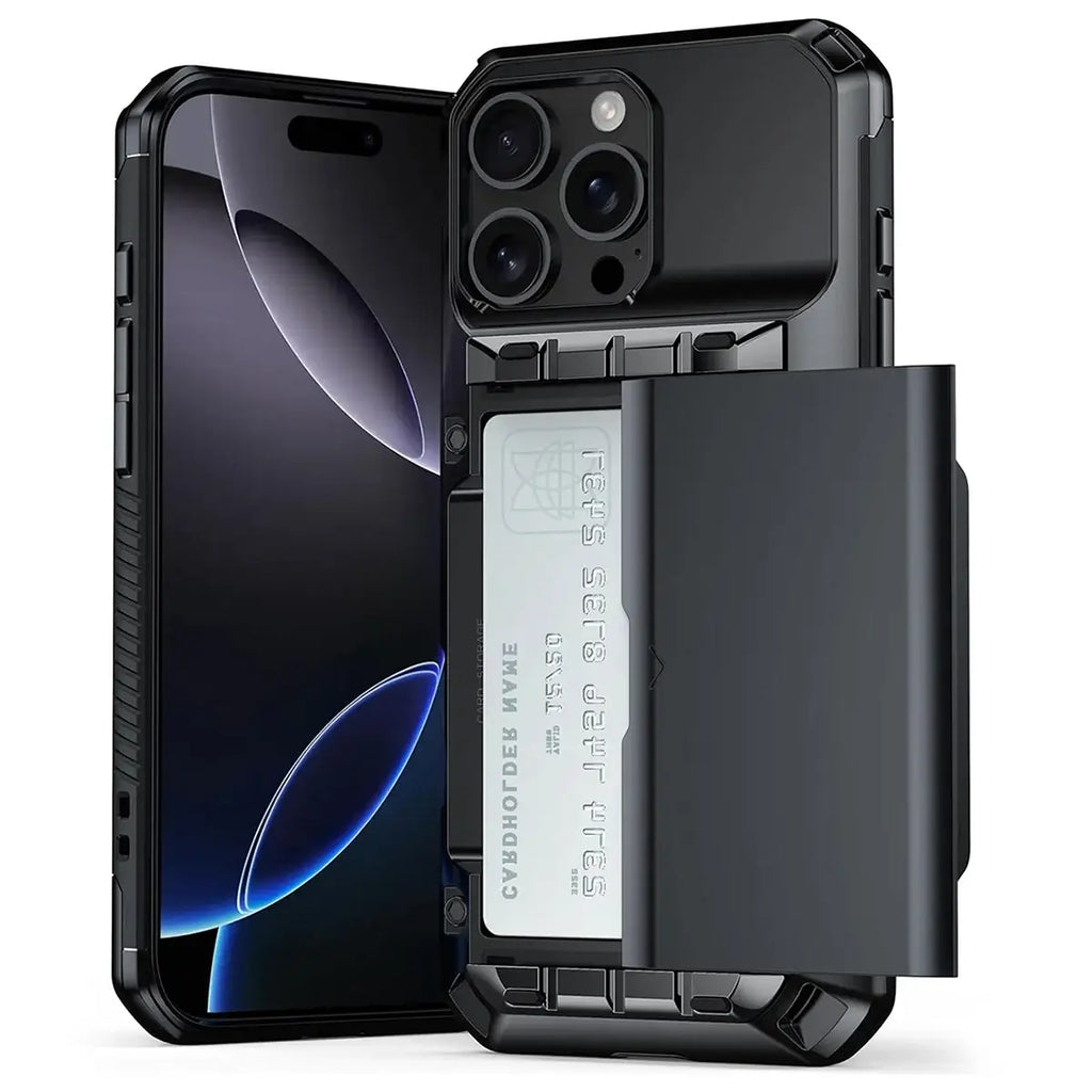 Rugged Sliding Card Holder Wallet iPhone Case