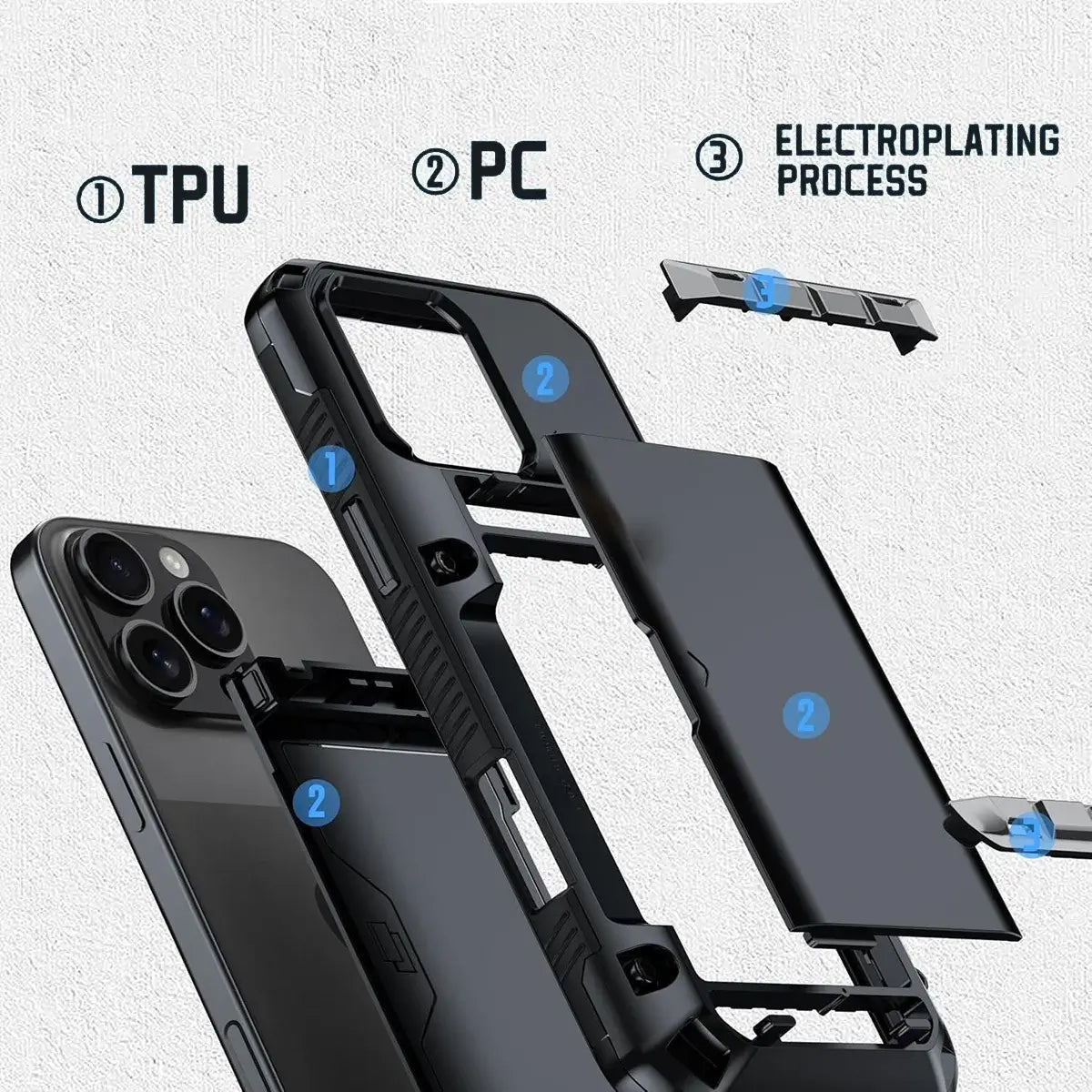 Rugged Sliding Card Holder Wallet iPhone Case