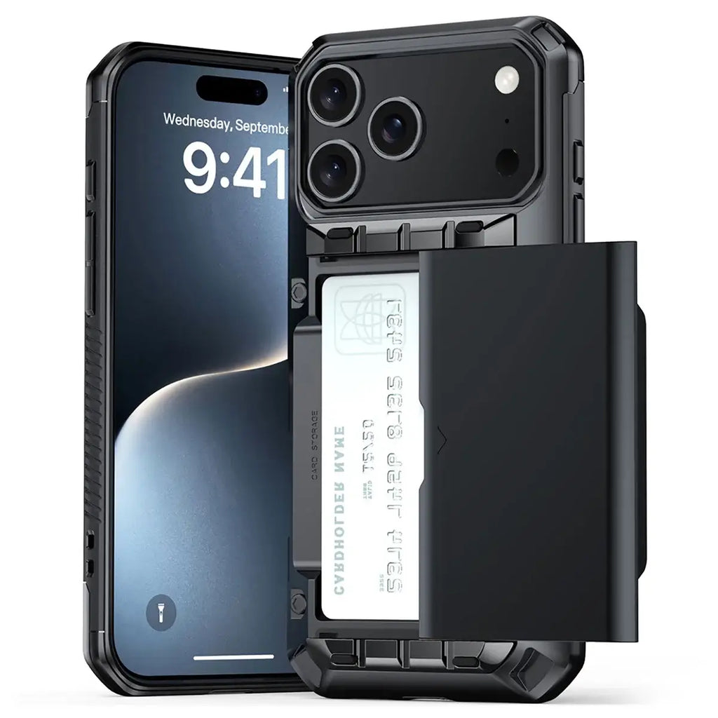 Rugged Sliding Card Holder Wallet iPhone Case