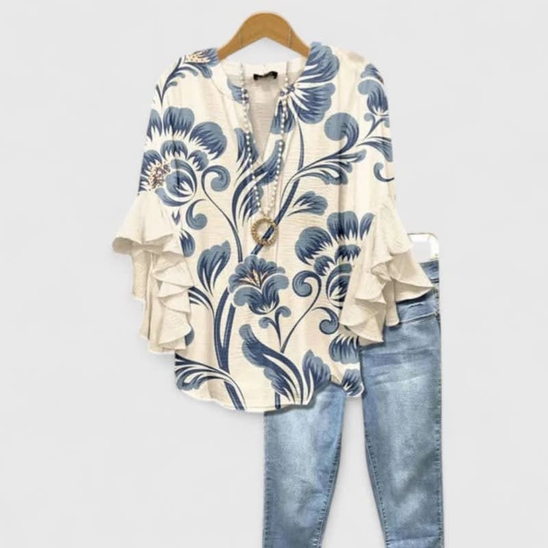 Aitana Floral Ruffle Sleeve Blouse_1