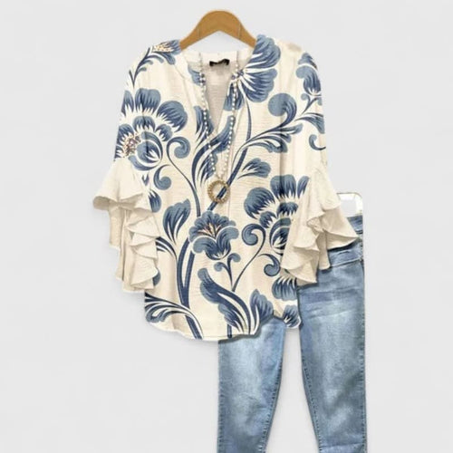 Aitana Floral Ruffle Sleeve Blouse_1