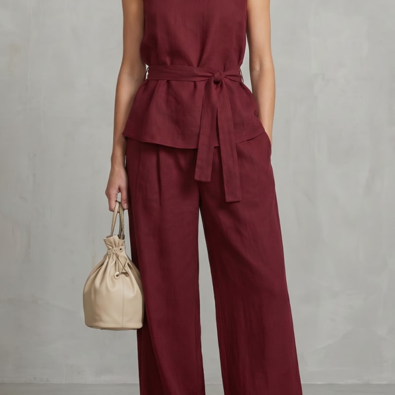 Giorgia Tie Waist Wide Leg Trouser Set_1