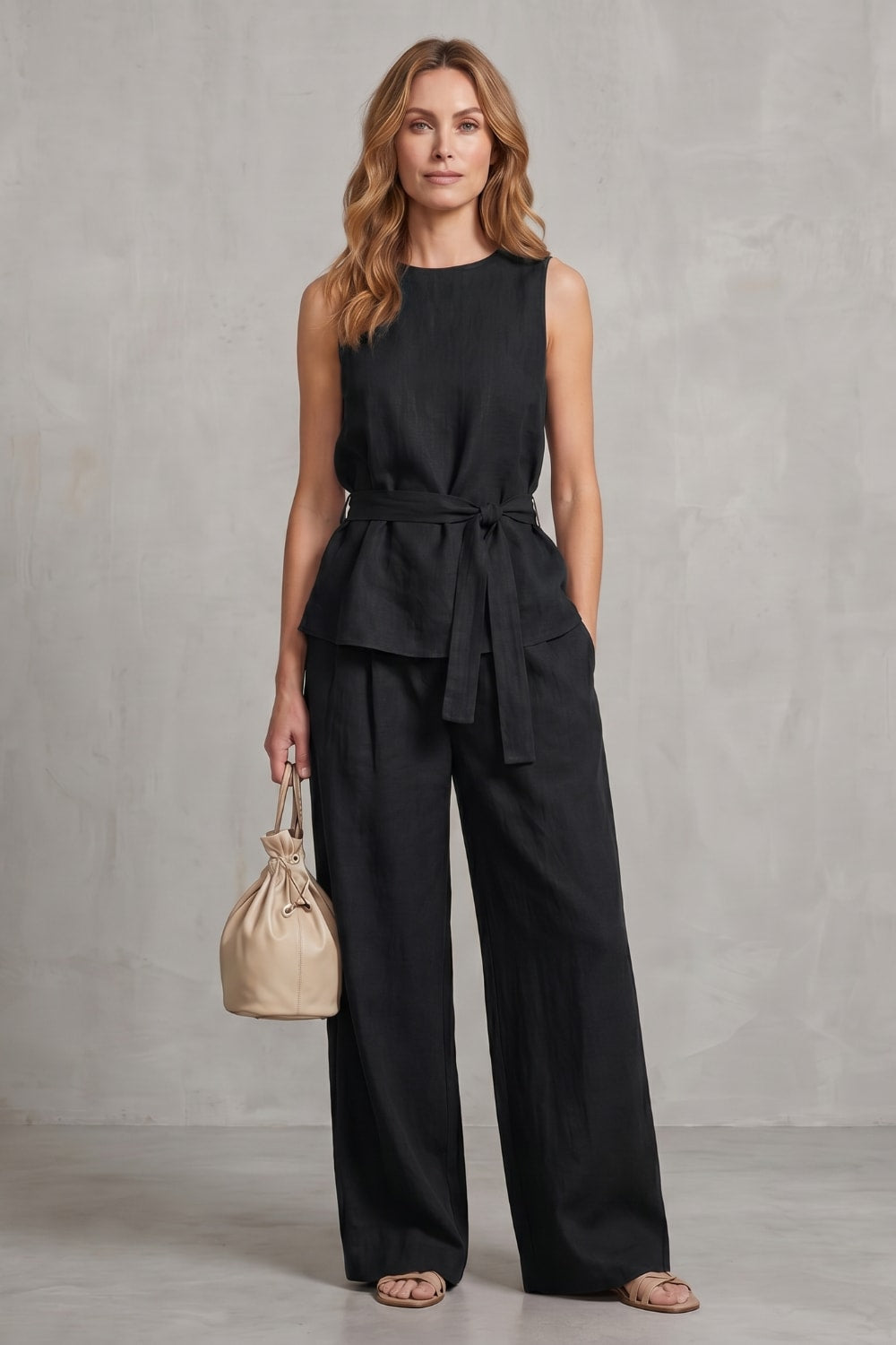 Giorgia Tie Waist Wide Leg Trouser Set_10