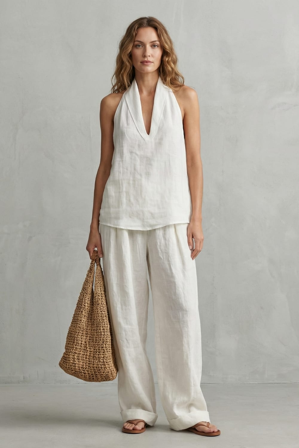 Noemi Cotton Blend Wide Leg Pants Set_2