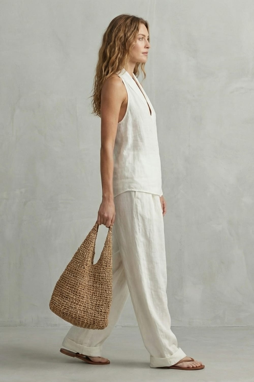 Noemi Cotton Blend Wide Leg Pants Set_3