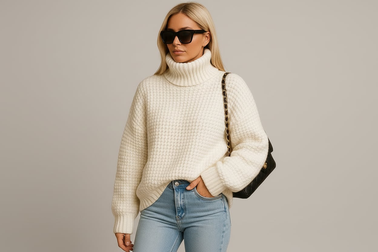 Elke Waffle Knit Turtleneck Sweater_1