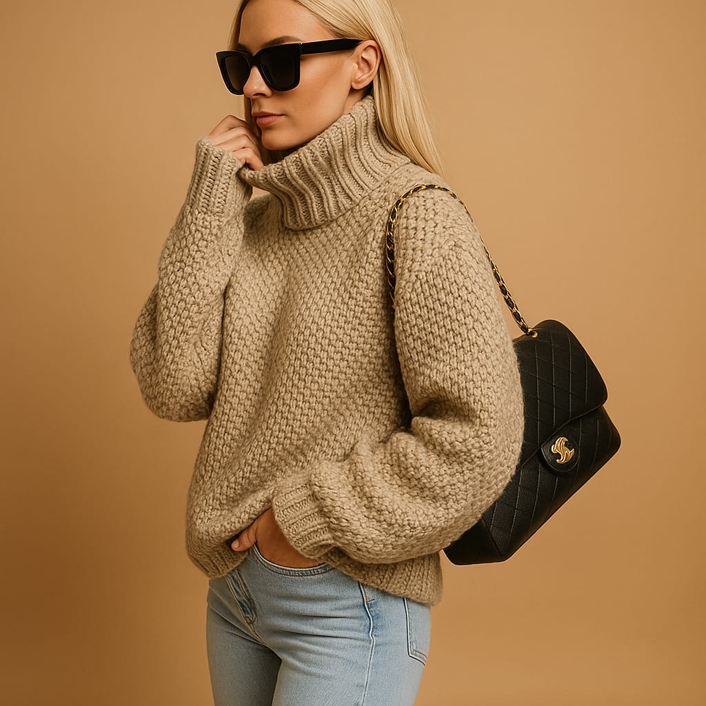 Elke Waffle Knit Turtleneck Sweater_2