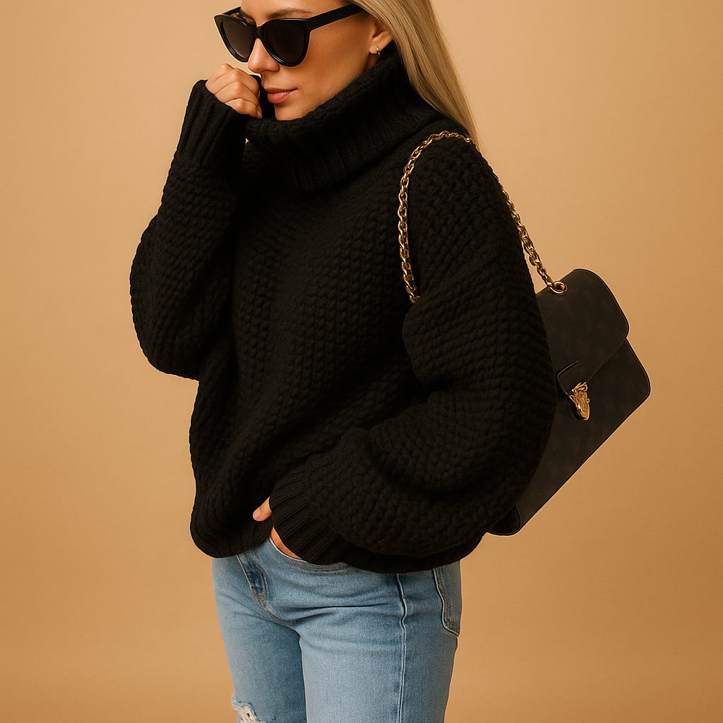 Elke Waffle Knit Turtleneck Sweater_3
