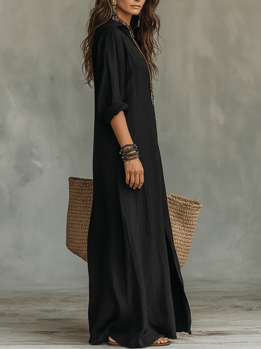 Mira Button Front Maxi Shirt Dress_2