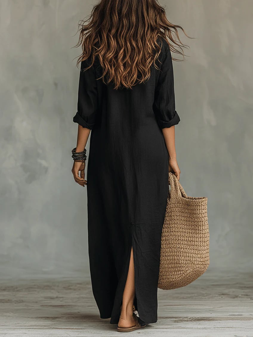 Mira Button Front Maxi Shirt Dress_3
