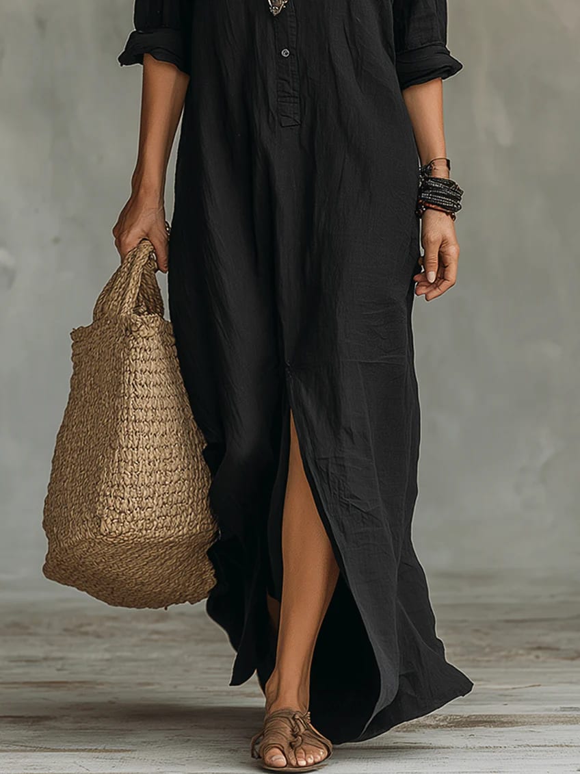 Mira Button Front Maxi Shirt Dress_5