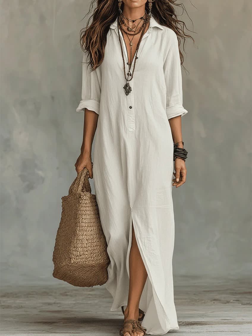 Mira Button Front Maxi Shirt Dress_6