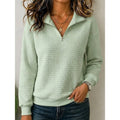 Violaine Waffle Texture Quarter Zip Pullover_1
