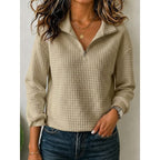 Violaine Waffle Texture Quarter Zip Pullover_8