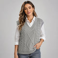 Linnea Cable Knit V-Neck Sweater Vest_1
