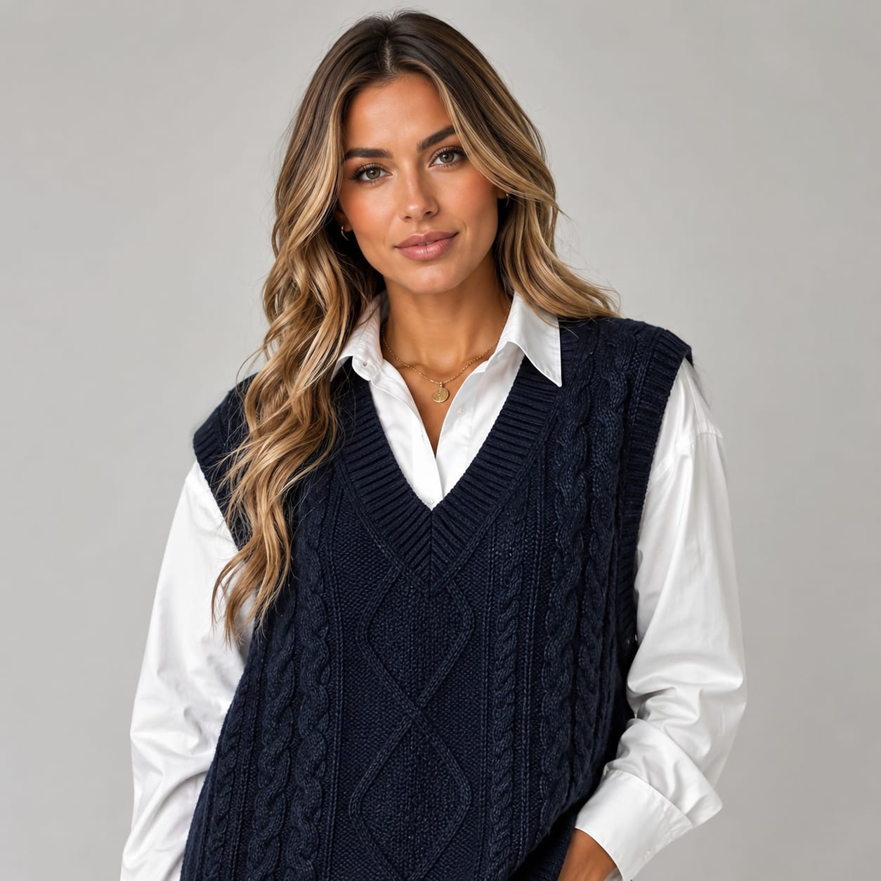 Linnea Cable Knit V-Neck Sweater Vest_3