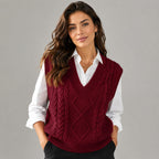 Linnea Cable Knit V-Neck Sweater Vest_8
