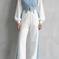 Ornella Denim Panel Two Piece Hoodie Set_1