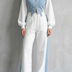 Ornella Denim Panel Two Piece Hoodie Set_1