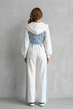 Ornella Denim Panel Two Piece Hoodie Set_4