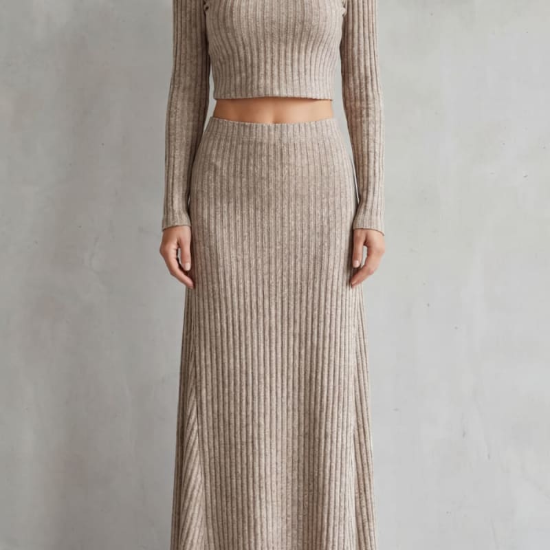 Tiziana Ribbed Knit Maxi Skirt Set_1