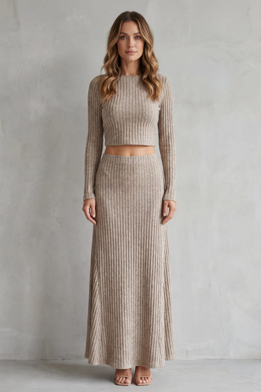 Tiziana Ribbed Knit Maxi Skirt Set_2