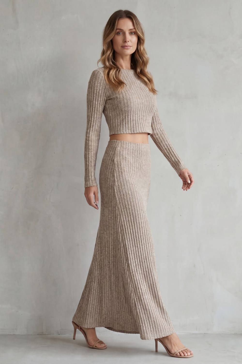 Tiziana Ribbed Knit Maxi Skirt Set_3
