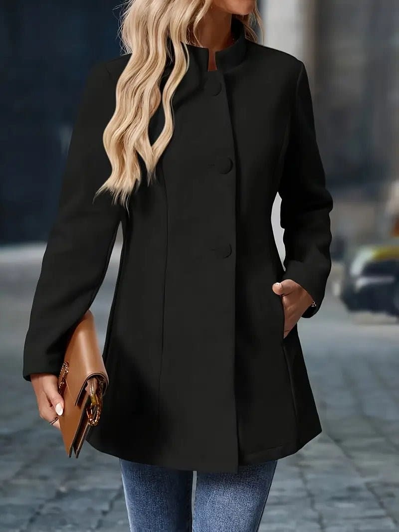 Oceane Stand Collar Mid Length Coat_7