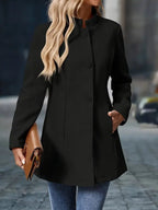 Oceane Stand Collar Mid Length Coat_7