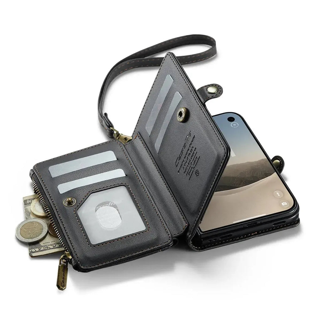 Oslaro Multifunctional Leather Crossbody Wallet Case with RFID Blocker & Wireless Charging for iPhone Duo