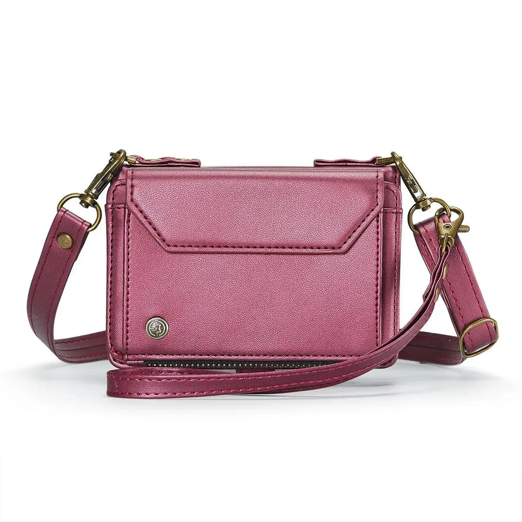 Oslaro Multifunctional Leather Crossbody Wallet Case with RFID Blocker & Wireless Charging for iPhone Duo