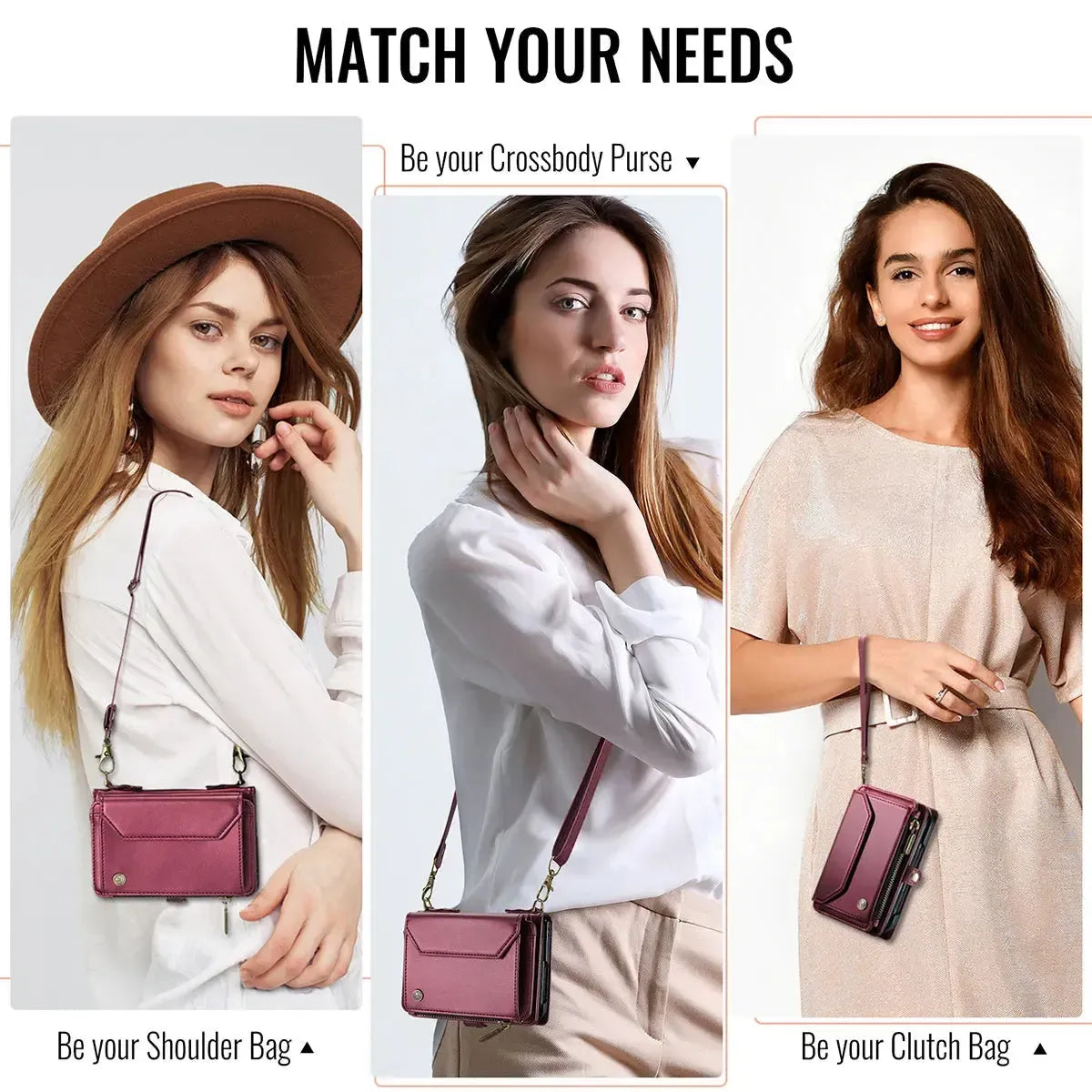 Oslaro Multifunctional Leather Crossbody Wallet Case with RFID Blocker & Wireless Charging for iPhone Duo