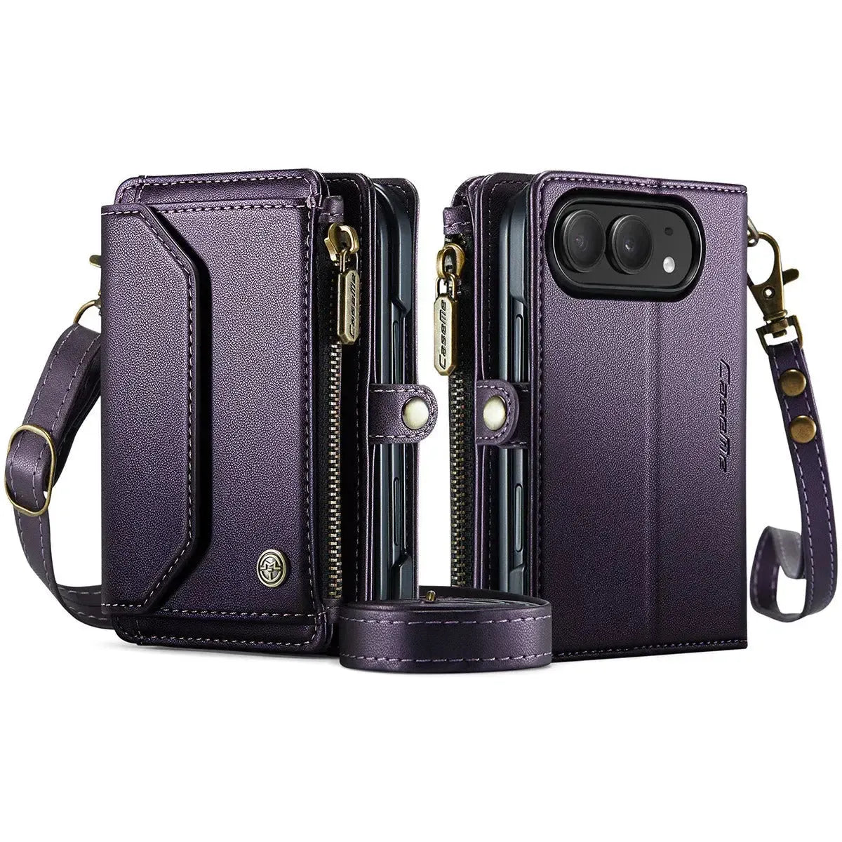 Oslaro Multifunctional Leather Crossbody Wallet Case with RFID Blocker & Wireless Charging for iPhone Duo