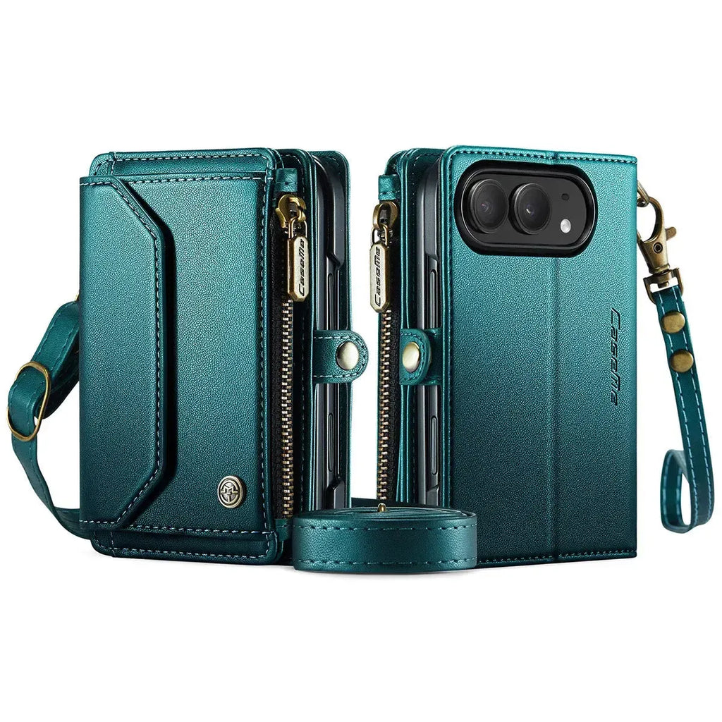 Oslaro Multifunctional Leather Crossbody Wallet Case with RFID Blocker & Wireless Charging for iPhone Duo