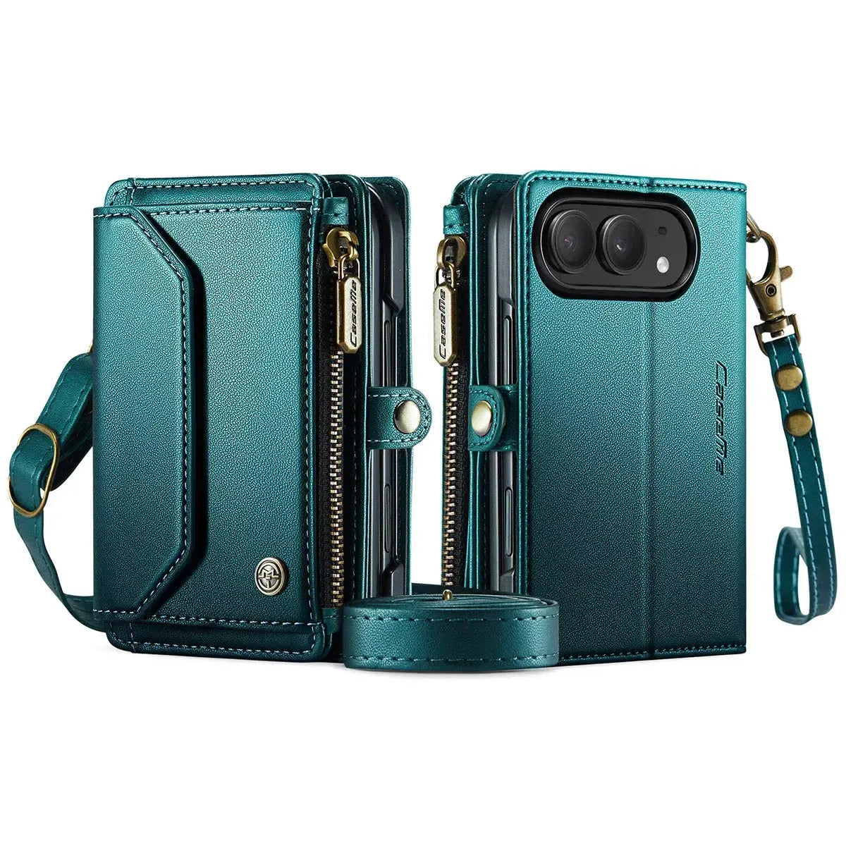 Oslaro Multifunctional Leather Crossbody Wallet Case with RFID Blocker & Wireless Charging for iPhone Duo