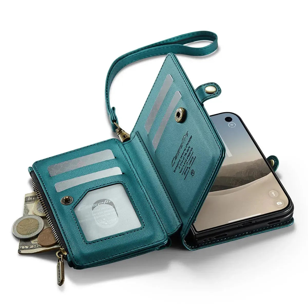 Oslaro Multifunctional Leather Crossbody Wallet Case with RFID Blocker & Wireless Charging for iPhone Duo