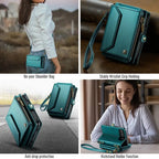 Oslaro Multifunctional Leather Crossbody Wallet Case with RFID Blocker & Wireless Charging for iPhone Duo