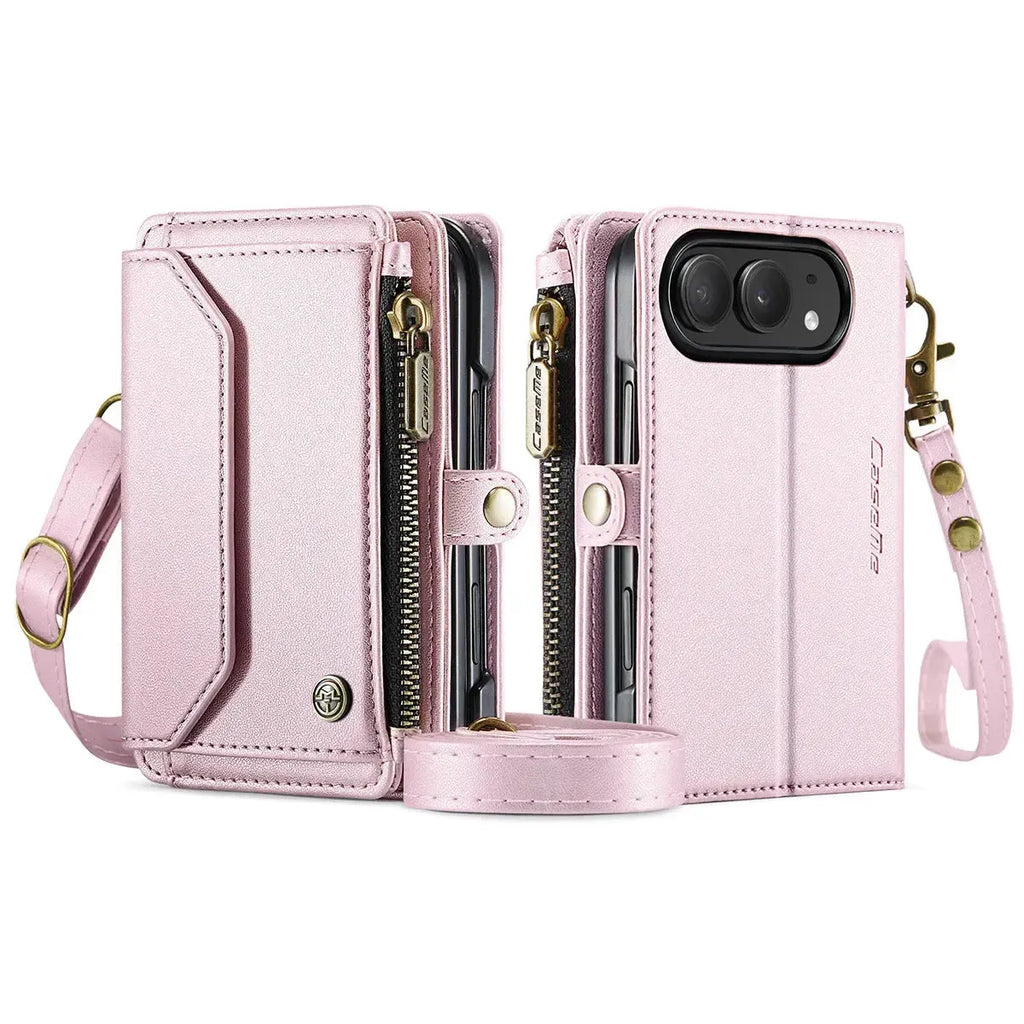 Oslaro Multifunctional Leather Crossbody Wallet Case with RFID Blocker & Wireless Charging for iPhone Duo